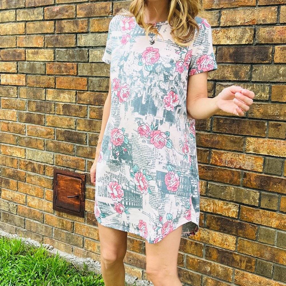 Dusty Pink Newspaper Dress